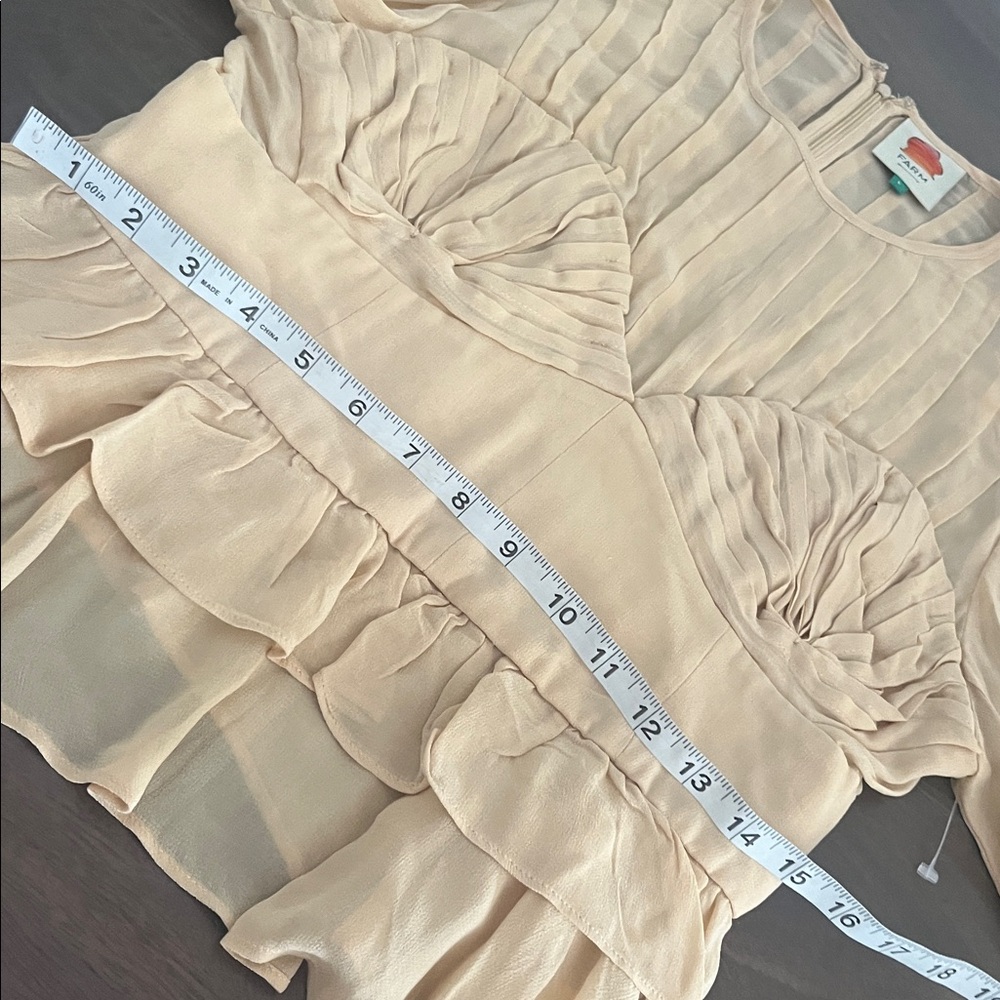 FARM Rio Pale Yellow Sheer Ruffle Blouse - Picture 7 of 9